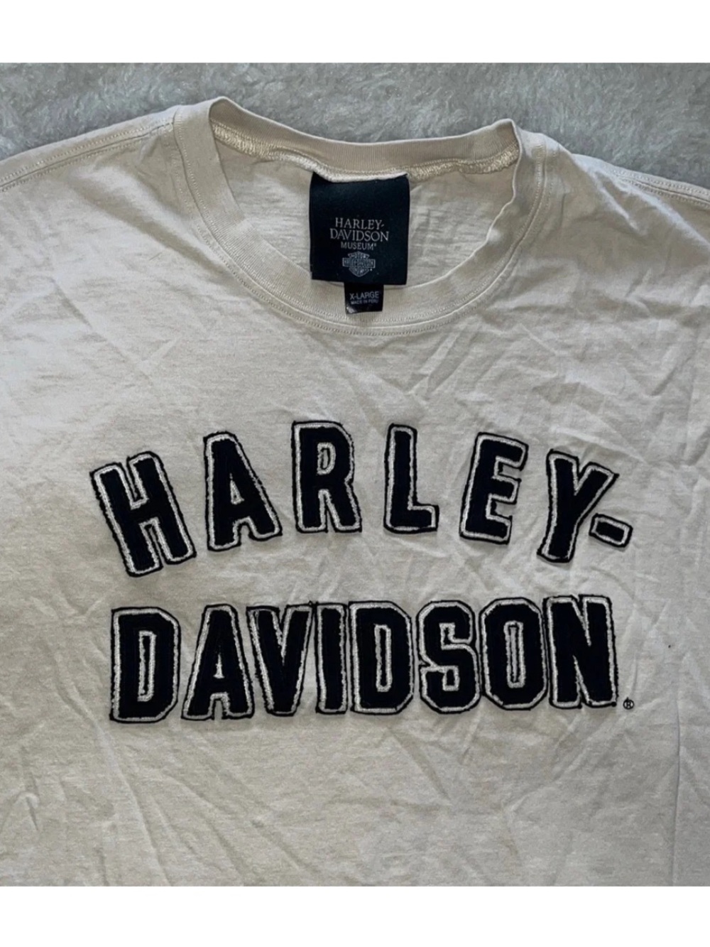 Harley-Davidson Beige Long Sleeve Tee with embroidered logo size XL